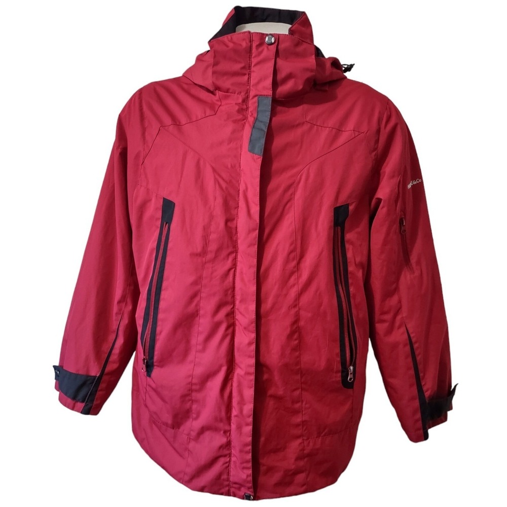 HAWKE & Co 3 In 1 Coat Women's XL Removable Liner Reversible Hood Pockets Red  @